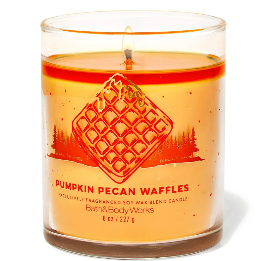 Bath & Body Works Pumpkin Pecan Waffles Single Wick Candle 8oz NEW RARE